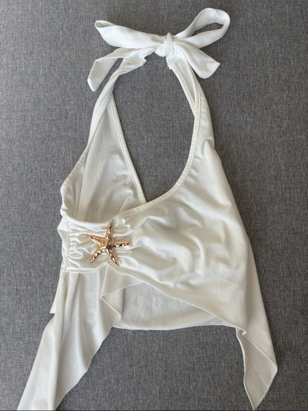 SHEIN White Halter Starfish Accent Tie-Back Tank Top
